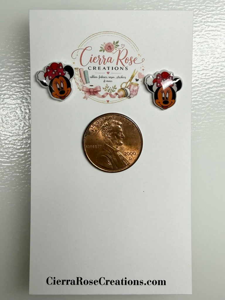 Minnie Mouse Santa Earrings