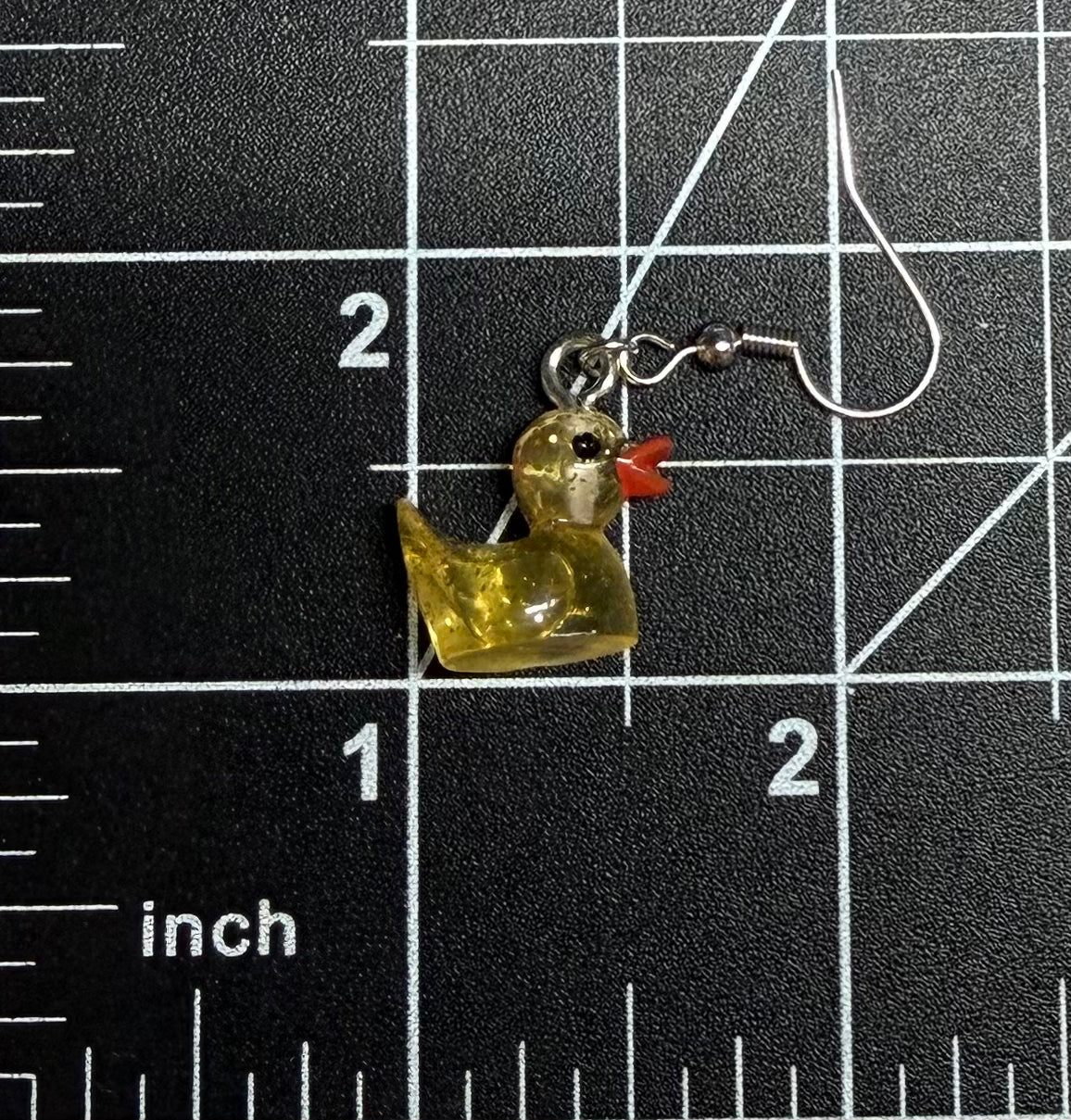 Tiny Yellow Glitter Duck Earrings