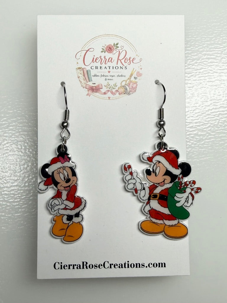 Mickey and Minnie Christmas Earrings