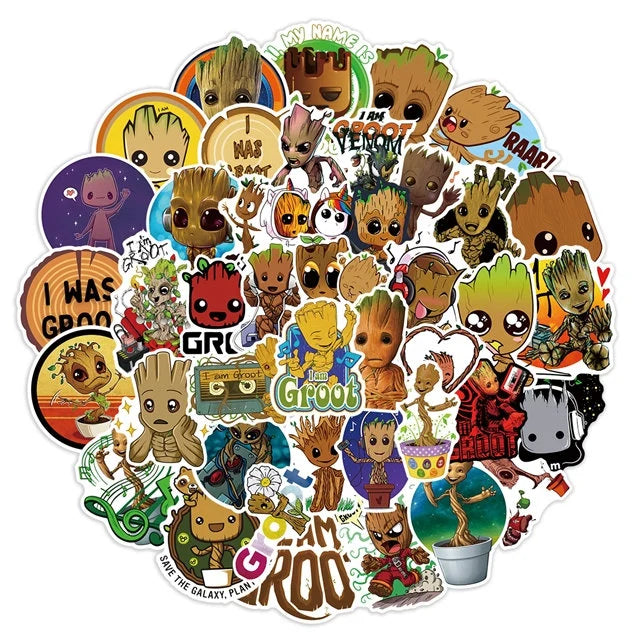 Guardians of the Galaxy Groot Stickers -- Waterproof -- Laptop, Hydro Flask, Scrapbooking, Journaling, Luggage, Skateboard, Phone Case