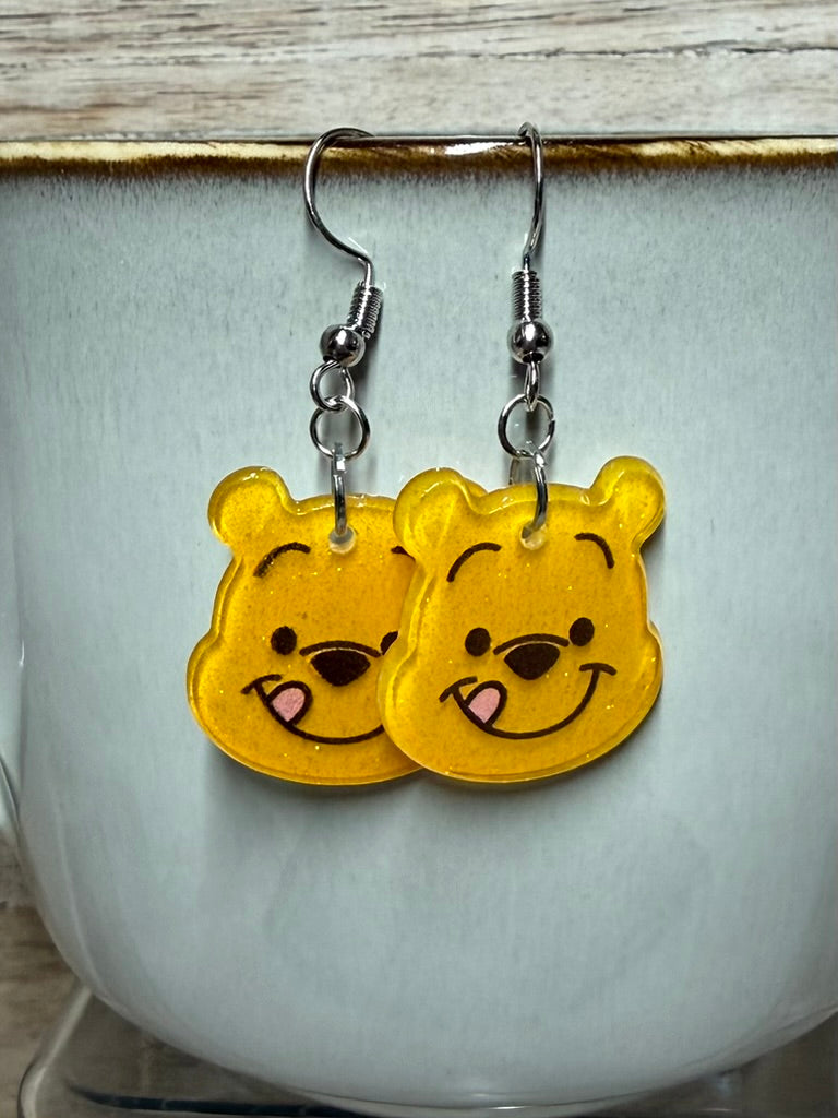 Winnie the Pooh Glitter Earrings |Pooh|Eeyore|Piglet|