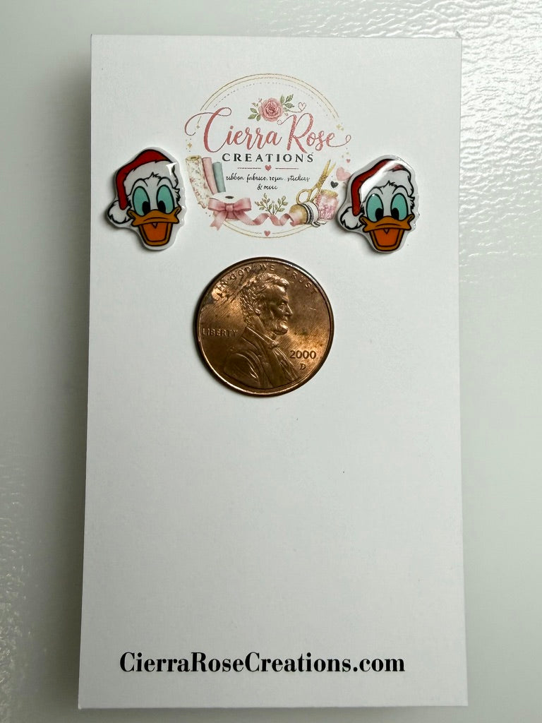 Donald Duck Santa Earrings