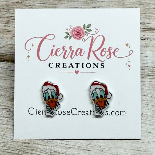 Donald Duck Christmas Earrings
