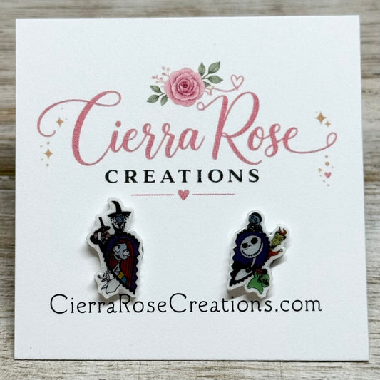 Nightmare Before Christmas Half Heart Earrings