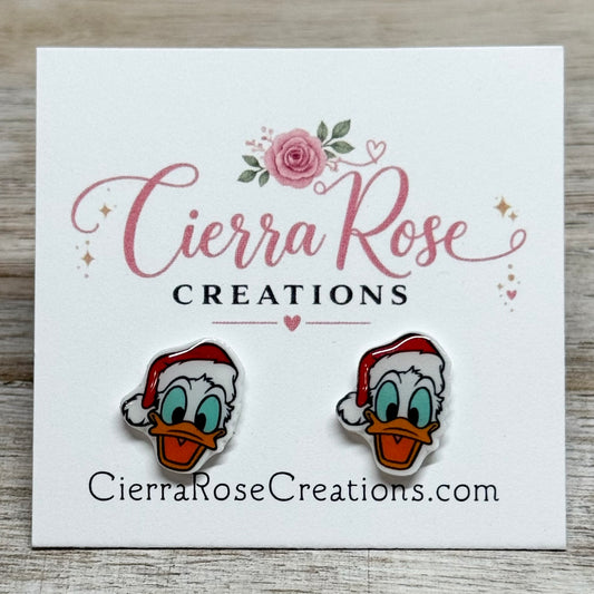 Donald Duck Santa Earrings