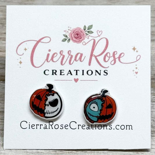 Jack and Sally Pumpkin Earrings