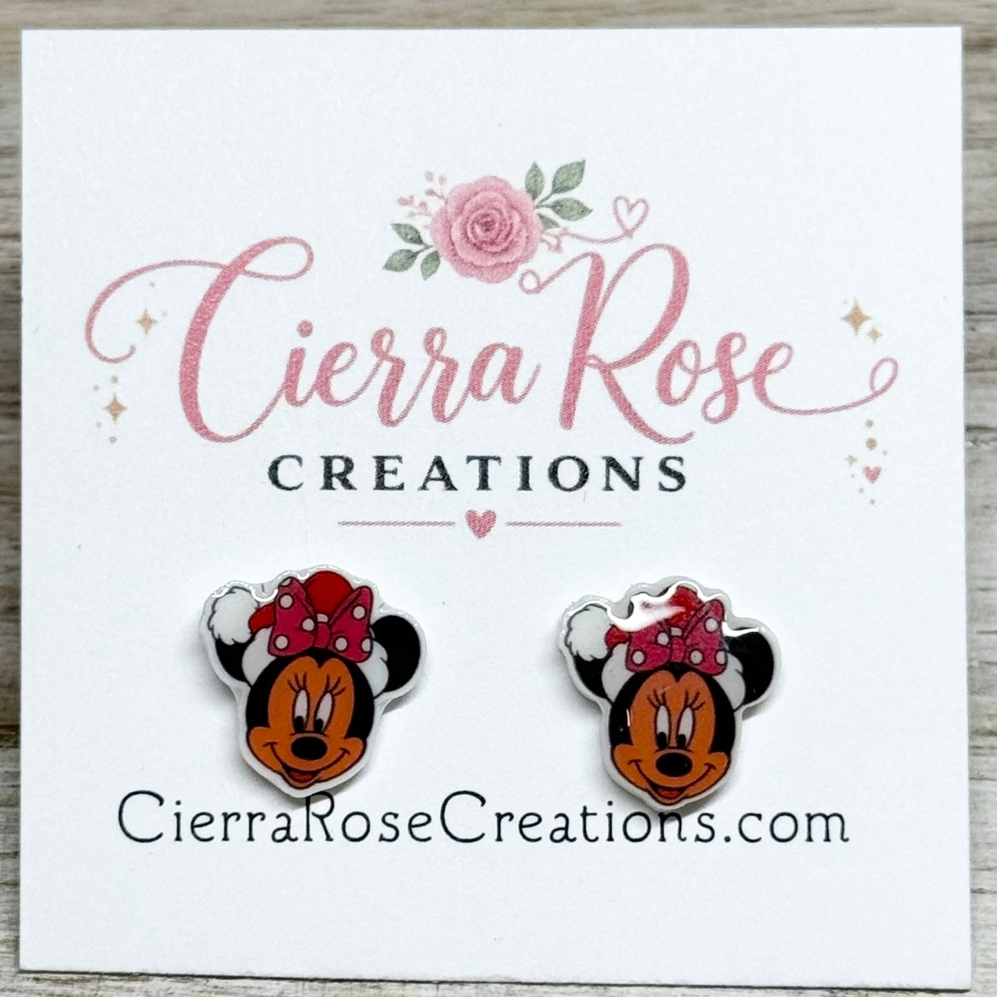 Minnie Mouse Santa Earrings