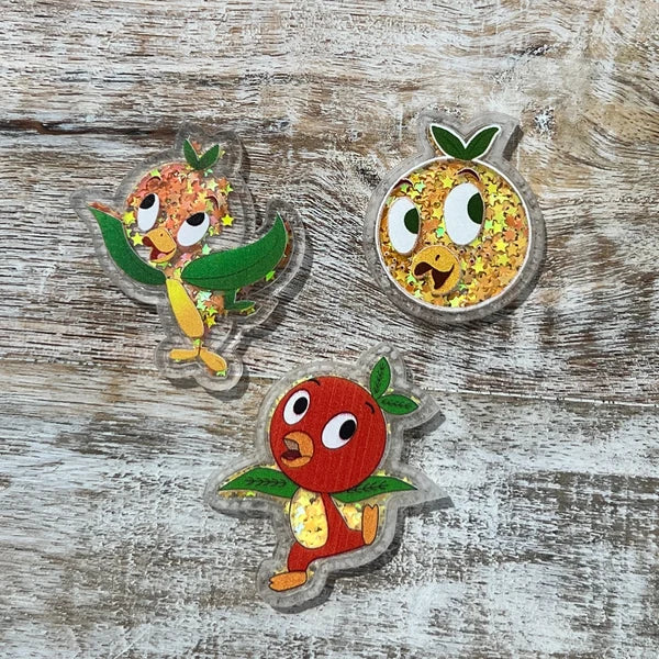 Disney Orange Bird Acrylic Shakers | Hair Bow Center, Key Ring, Scrapbook Embellishment