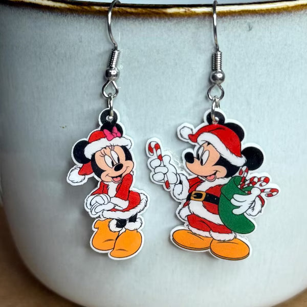 Mickey and Minnie Christmas Earrings