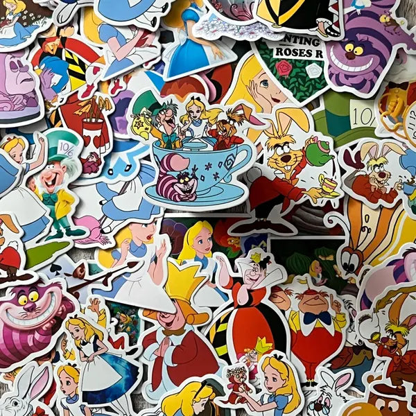 Alice in Wonderland Stickers -- Waterproof -- Laptop, Hydro Flask, Scrapbooking, Journaling, Luggage, Skateboard, Diary, Phone Case