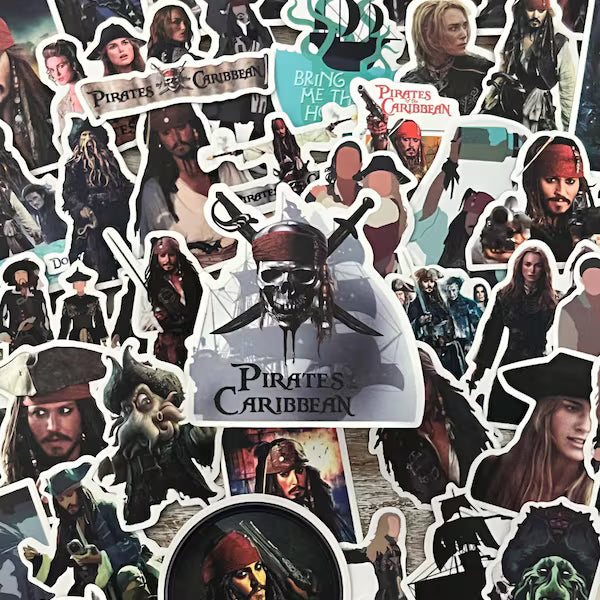 Pirates of the Caribbean Stickers -- Waterproof -- Laptop, Hydro Flask, Scrapbooking, Journaling, Luggage, Skateboard, Diary, Phone Case