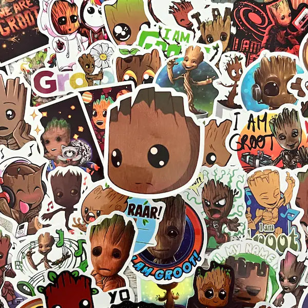 Guardians of the Galaxy Groot Stickers -- Waterproof -- Laptop, Hydro Flask, Scrapbooking, Journaling, Luggage, Skateboard, Phone Case