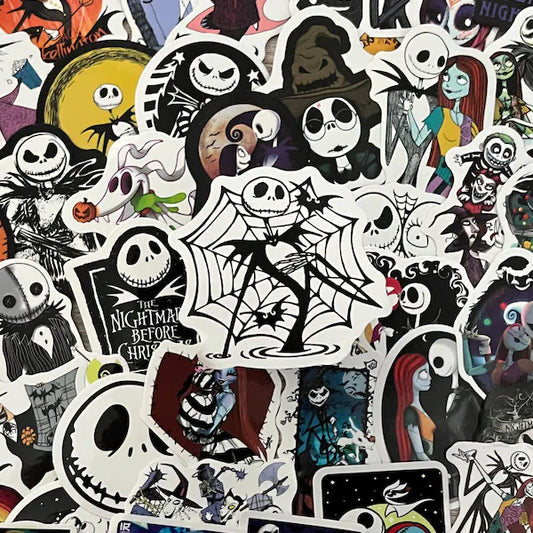 Jack Skellington Stickers -- Waterproof -- Laptop, Hydro Flask, Scrapbooking, Journaling, Luggage, Skateboard, Diary, Phone Case