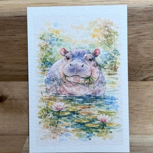 Hippo | ACEO Watercolor Print