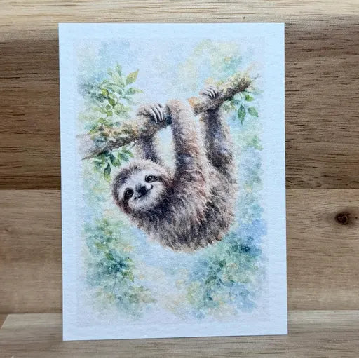 Gentle Sloth from South America | ACEO Watercolor Print