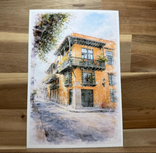 Cartagena Architecture  | ACEO Watercolor Print