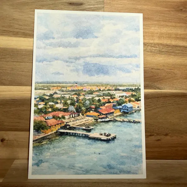 Colorful Seaside Port  | ACEO Watercolor Print