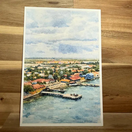 Colorful Seaside Port  | ACEO Watercolor Print