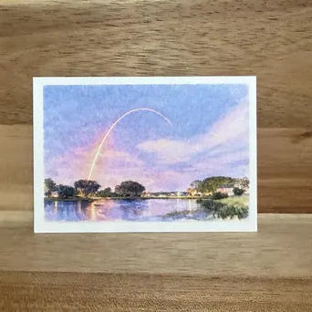 Sunset Spaceship Take Off| ACEO Watercolor Print