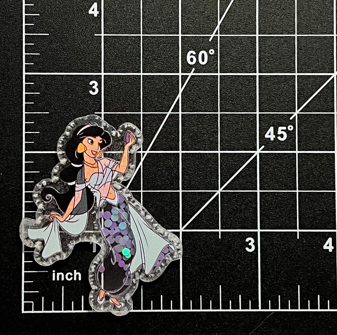 Disney Aladdin Jasmine Raja Acrylic Shakers | Hair Bow Center, Key Ring, Scrapbook Embellishment