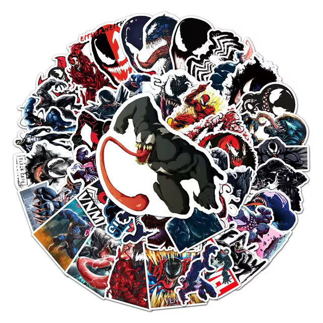 Venom Stickers -- Waterproof -- Laptop, Hydro Flask, Scrapbooking, Journaling, Luggage, Skateboard, Diary, Phone Case
