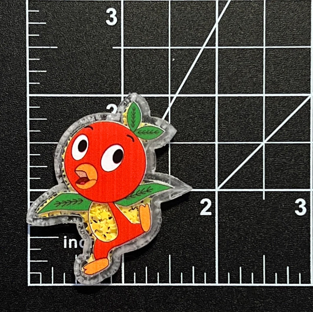 Disney Orange Bird Acrylic Shakers | Hair Bow Center, Key Ring, Scrapbook Embellishment
