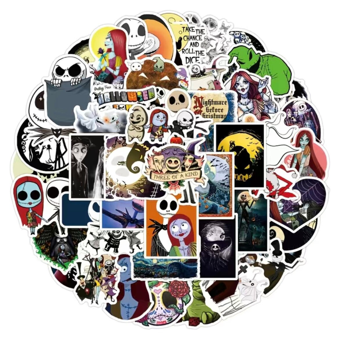 Jack Skellington Stickers -- Waterproof -- Laptop, Hydro Flask, Scrapbooking, Journaling, Luggage, Skateboard, Diary, Phone Case