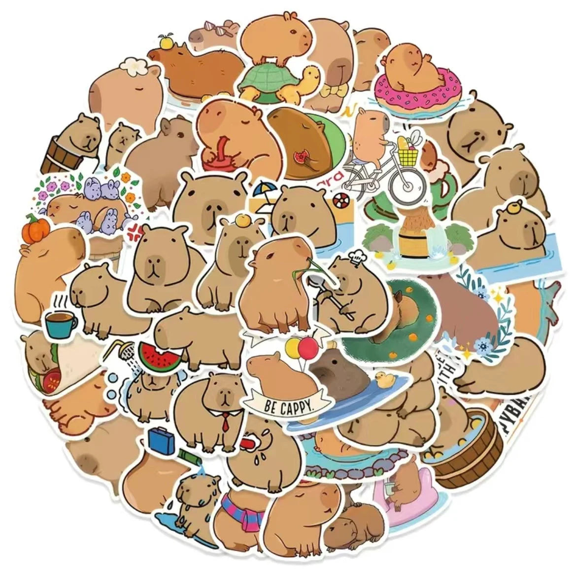 Capybara Stickers -- Waterproof -- Laptop, Hydro Flask, Scrapbooking, Journaling, Luggage, Skateboard, Diary, Phone Case