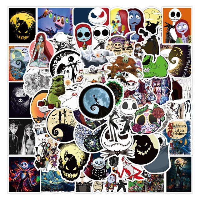 Jack Skellington Stickers -- Waterproof -- Laptop, Hydro Flask, Scrapbooking, Journaling, Luggage, Skateboard, Diary, Phone Case