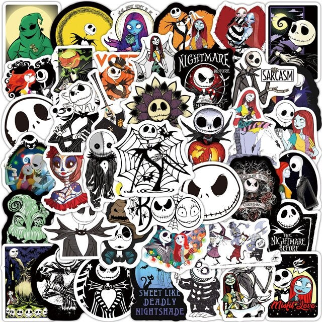 Jack Skellington Stickers -- Waterproof -- Laptop, Hydro Flask, Scrapbooking, Journaling, Luggage, Skateboard, Diary, Phone Case