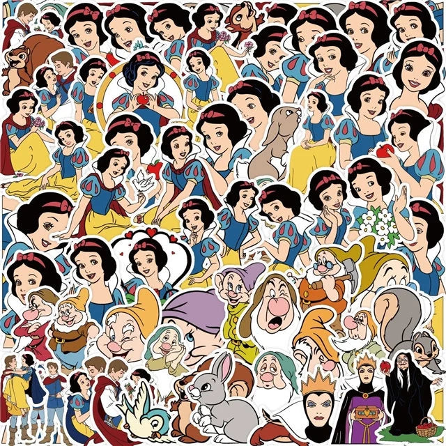 Snow White and the Seven Dwarfs Stickers -- Waterproof -- Laptop, Hydro Flask, Scrapbooking, Journaling, Luggage, Skateboard, Phone Case