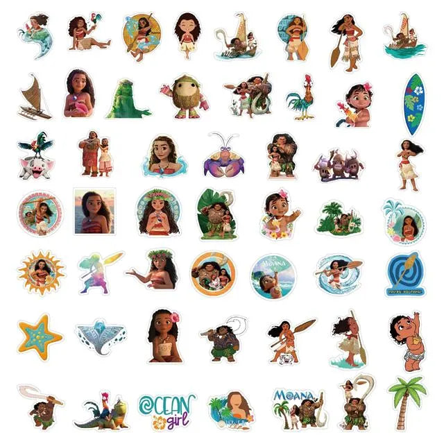 Disney Moana Stickers -- Water Resistant -- Laptop, Hydro Flask, Scrapbooking, Journaling, Luggage, Skateboard, Diary, Phone Case
